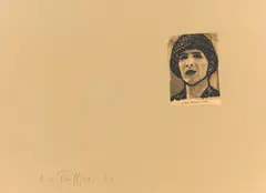 C. O. Paeffgen, Auktion 414, Los 832, 1971, Collage (Zeitungsausschnitt, Filzstift) auf bräunlichem Papier