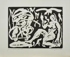 o.T by A. R. Penck, Holzschnitt auf Hahnemühle (Wasserzeichen), sold Feb 2018