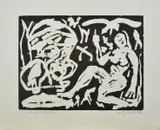 o.T by A. R. Penck, Holzschnitt auf Hahnemühle (Wasserzeichen), sold Feb 2018