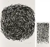 Konvolut von 2 Lithografien by Günther Uecker, a) Ohne Titel, sold Sep 2018