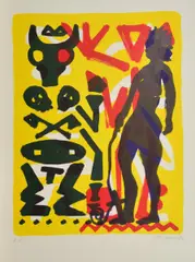 o.T by A. R. Penck, Lithografie auf Bütten, sold Feb 2018