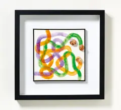 Pascal Bernier, Auktion 414, Los 1040, 2000er, Acryl und 3 Schneckengehäuse auf Leinwand