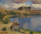 Blick auf das Weinfelder Maar by Fritz von Wille, Öl auf Leinwand, sold May 2018