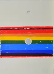 Regenbogenflagge by Otto Piene, 1995, Farbserigrafie auf Hahnemühle, sold Feb 2018