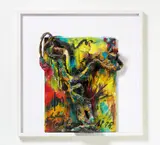 Antonius Hoeckelmann, Auktion 414, Los 695, 1998, Collage (Acryl, Tusche und Alufolie) auf Leinwand