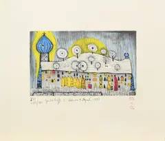 Friedensreich Hundertwasser, Bärnbacher Andacht, 1987, Velin