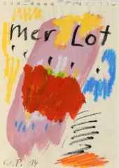 Ohne Titel (Merlot) by C. O. Paeffgen, 2014, Mischtechnik auf perforiertem Papier, sold Apr 2018