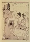 Horst Janssen, Langenhorner Spielchen (Drollerei), 1993, Farbradierung auf Japan