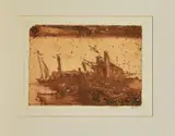Horst Janssen, Ohne Titel (Svanshall verkehrt ), 1987, Farbige Aquatintaradierung auf Japan