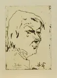 Horst Janssen, Horst Zuschke (Zucker), Radierung auf Japan