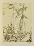 Horst Janssen, Backhuizen grüßt Stubbe zum 7.6.1988 (Brief an Henri), 1988, Radierung auf Velin