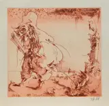 Horst Janssen, Ohne Titel (5 Tage 5 Nächte), 1988, Farbige Aquatintaradierung auf Japan