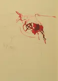 Joseph Beuys, Ohne Titel (Blutender Hirsch auf Schädel), 1974, Farblithografie auf grauem Bütten