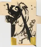 Felix Droese, Ohne Titel, 1987, Mischtechnik auf Karton einer Kaffee-Verpackung (Harrer-Kaffee No 32)
