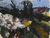 Klaus Fußmann, Ohne Titel, 1984, Aquarell auf Hahnemühle, perforiert (Wasserzeichen)