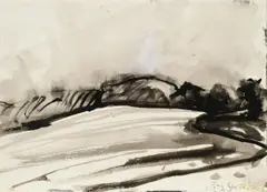 Gelting by Klaus Fußmann, 1979, Aquarell auf perforiertem Papier, sold Nov 2018