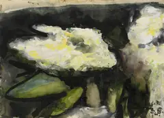 Klaus Fußmann, Holunder, 1985, Aquarell auf perforiertem Papier