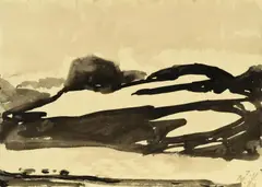 Island by Klaus Fußmann, 1984, Aquarell auf perforiertem Papier, sold Nov 2018