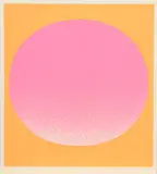 Rupprecht Geiger, leuchtrot kalt auf orange, 1967, Farbserigrafie auf Karton