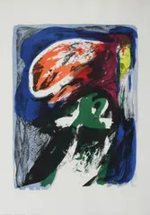 Ohne Titel by Asger Jorn, Farblithografie auf RIVES (Wasserzeichen), sold Apr 2018
