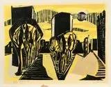 Carl-Heinz Kliemann, Stadt nach dem Kriege, 1953, Farbholzschnitt auf Velin