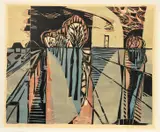 Carl-Heinz Kliemann, Weite Landschaft, 1953, Farbholzschnitt auf Velin