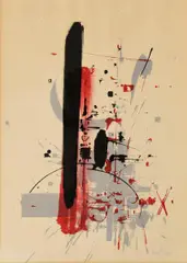 Ohne Titel by Georges Mathieu, 1959, Farblithografie auf BFK RIVES (Wasserzeichen), sold Oct 2018