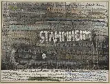 Olaf Metzel, Schlagwörter (Stammheim), Mischtechnik auf mit Serigrafie bedruckter Leinwand