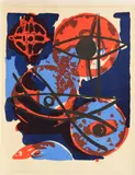 Ernst Wilhelm Nay, Rot aus Blau, 1964, Farblithografie auf BFK RIVES (Wasserzeichen)