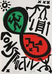 Constructiv by A. R. Penck, 1991, Farblithografie auf BFK RIVES (Wasserzeichen), sold Oct 2018
