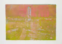 Düsseldorf by Dieter Roth, 1971, Farbserigrafie auf SCHOELLERSHAMMER 4G dick (Trockenstempel), sold Jun 2018