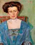 Gertrud Leschner, Portrait of a Woman in Blue Dress, Oil on canvas