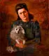 Portrait of a Woman Holding her Dog by German School, Oil on canvas, offered Sep 2013