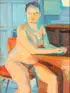 Seated Female Nude by Continental School, Oil on board, offered Sep 2013