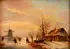 Ice Skaters on Pond with Distant Windmill by Dutch School, Oil on wood panel, offered Apr 2013