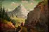 Rene Gourdon, Alpine Landscape with Travelers on the Path, Oil on wood panel