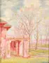 Lela Powers Briggs, Spring Landscape with Trellis, Oil on board