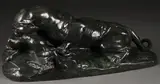 Jaguar Devouring a Hare by Antoine-Louis Barye, Bronze with green brown patina, offered Sep 2012