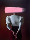 Andrea Torres Balaguer, Marshmallow from The Unknown, 2021, Archival pigment print with pink acrylic paint, mounted