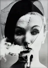 Smoke + Veil, Paris (Vogue) by William Klein, 1958, Gelatin silver print, printed later, mounted, sold Nov 2024