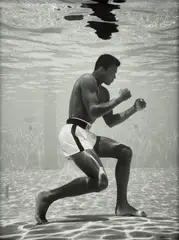 Flip Schulke, Ali Underwater, 1961, Gelatin silver print, printed later, mounted