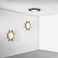 Gio Ponti, Set of three 'Sole' ceiling or wall lights, from Istituto Gallini, Voghera, circa 1957, Brass, acrylic