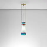 Studio B.B.P.R., Ceiling light, circa 1954, Opalino and a fasce glass, brass