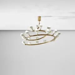 Rare ceiling light by Gino Sarfatti, circa 1948, Brass, painted aluminium, sold May 2024