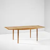 Martin Eisler, Dining table, 1960s, Caviúna, cane, glass