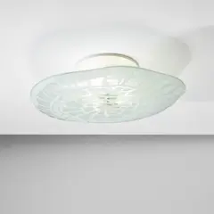 Ceiling light, model no. 1705 by Max Ingrand, circa 1955, Acid-etched glass, partially acid-etched glass, painted aluminium, sold May 2024