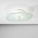 Max Ingrand, Ceiling light, model no. 1705, circa 1955, Acid-etched glass, partially acid-etched glass, painted aluminium