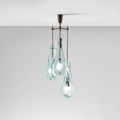Ceiling light, model no. 2447 by Max Ingrand, circa 1965, Partially acid-etched glass, brass, sold May 2024