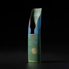 'River and Moon' spout pot by Elizabeth Fritsch, circa 1991, Stoneware, coloured slips, sold May 2024