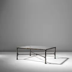 Diego Giacometti, 'Grecque' low table, designed circa 1965, produced 1968, Patinated bronze, glass